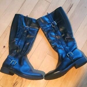 G.H. Bass & Co. Josie Black Buckled Stretchy‎ Zippered Sz. 8.5 Boots